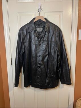 Saks Fifth Avenue Vintage Black Leather Jacket Coat Grunge Revival Size Large